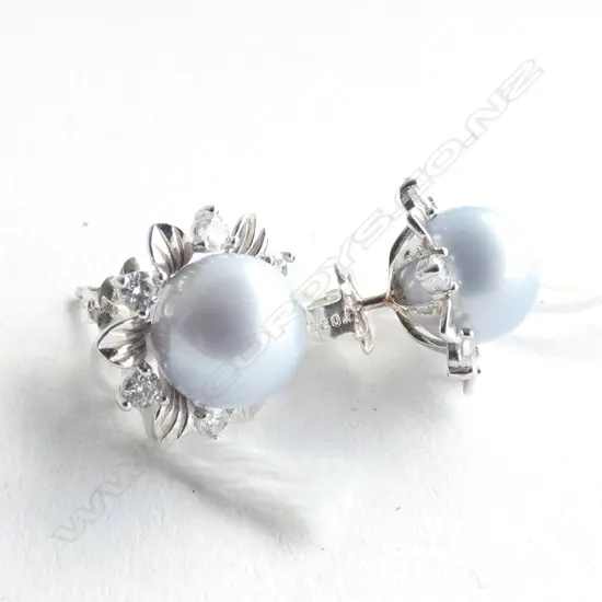 SILVER AND BLUE PEARL EARRINGS