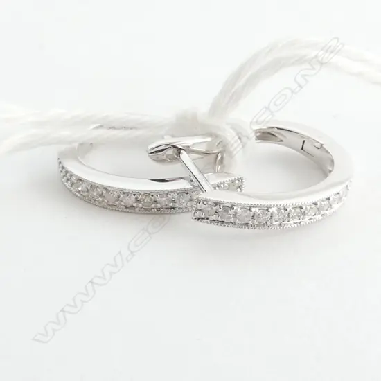 PAIR 9CT WHITE GOLD AND DIAMOND EARRINGS