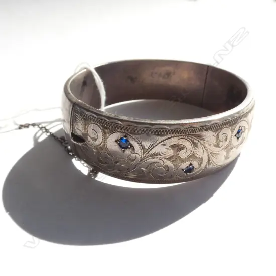 STERLING SILVER BANGLE BLUE STONES NZ MADE
