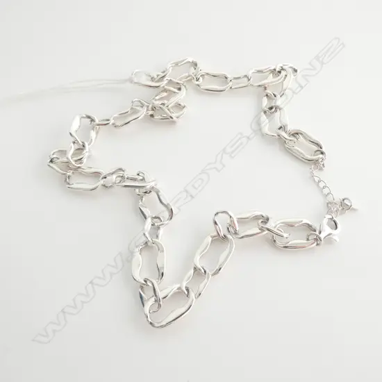 STERLING SILVER NECKLACE LARGE OVAL FLAT LINK 500MM 43.5G