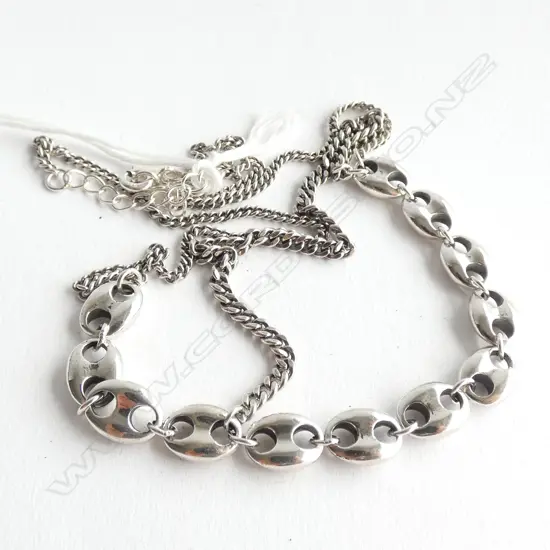 FANCY SILVER LINK NECKLACE 16.5gm