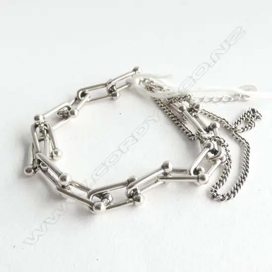 FANCY SILVER LINK BRACELET 13.5gm