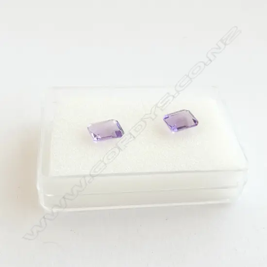 PR EMERALD CUT PURPLE AMETHYSTS 2.3CT EACH