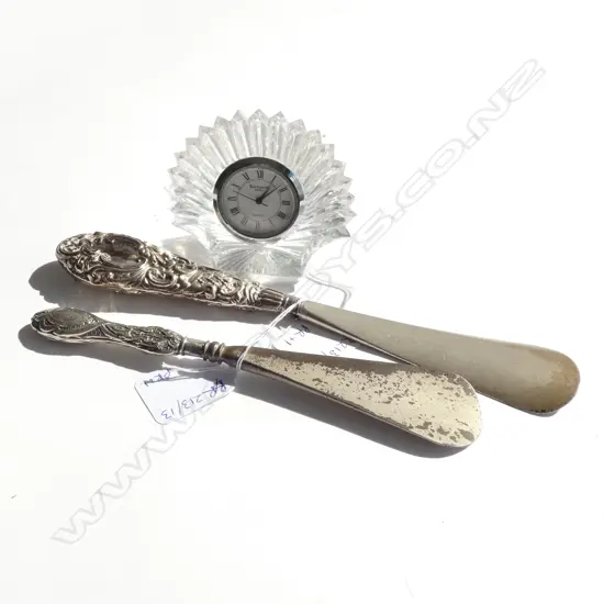 WATERFORD CLOCK W.75mm AF + PR STG SILVER SHOE HORNS