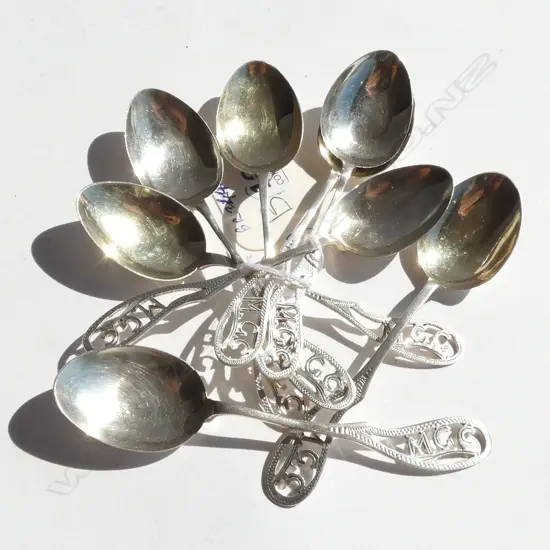 8 SILVER COFFEE SPOONS, by WALKER & HALL B'HAM 1919. 48gm