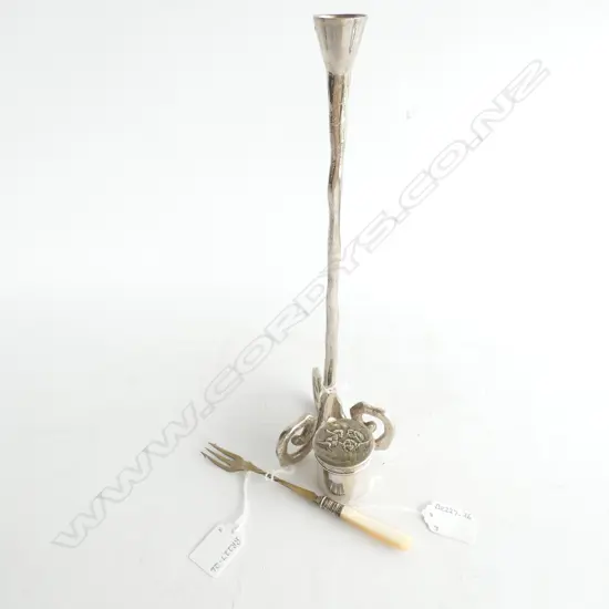 SILVER PLATE REYNOLDS ANGELS POT/CANDLE STICK/PICKLE FORK
