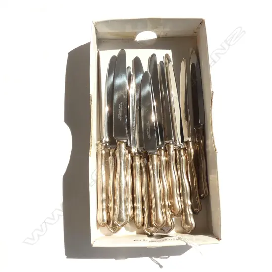 2 SETS of 6 SILVER HANDLED KNIVES. TABLE & ENTREE