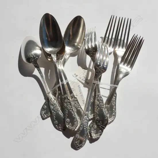 6+6 FANCY SILVER PLATED SPOONS & FORKS (MARKED S.A.M LUX 60GR