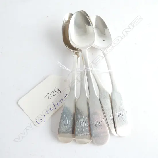 5 SCOTTISH SILVER TEASPOONS, by MITCHELL & RUSSELL, EDINBURGH 1815. 75gm