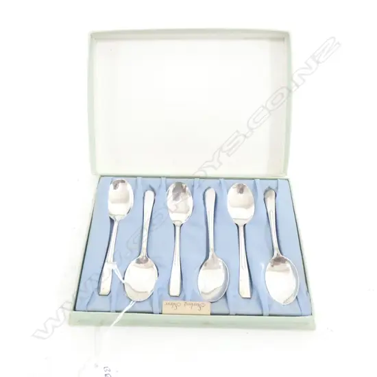 6 NZ STG SILVER BOXED TEASPOONS STAMPED STG SIL APW