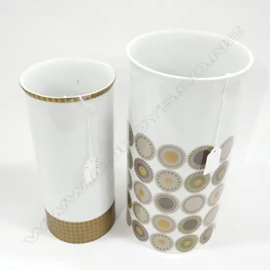 2 THOMAS PORCELAIN (GERMAN) VASES; 1 135 X 270MM & 1 100 X 240MM)