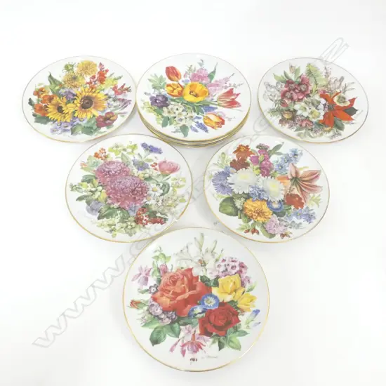 8 HUTSCHENREUTHER SUMMER FLOWER LTD EDITION PLATES C1987-88 DIA 193MM