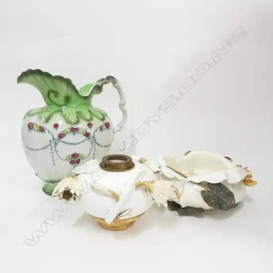 VICT JUG + 2 MOORES PORCELAIN PIECES ALL A/F