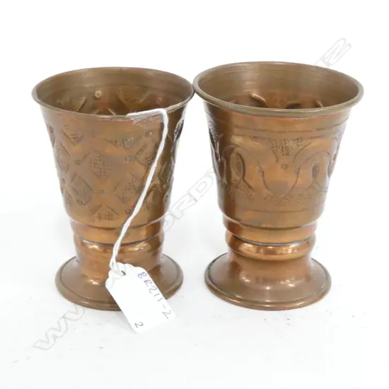 PR HANDBEATEN COPPER ARTS & CRAFTS ERA GOBLETS H.100mm