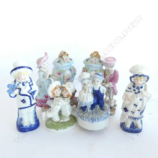 SIX VINTAGE FIGURINES - ONE MUSICAL 