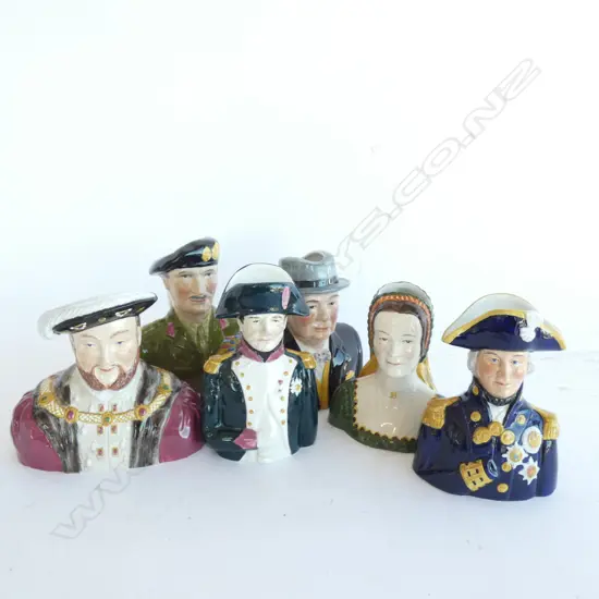 SIX WOODS PRIDE OF BRITAIN PORTRAIT JUGS. H. 150MM .....