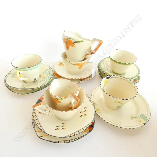 ASST. 18 PCE DECO BURLEIGH WARE PART TEA SET INCL. 4 TRIOS