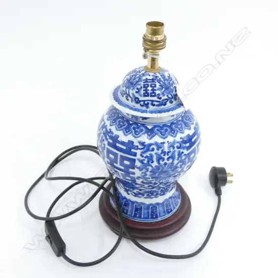 MODERN B/W GINGER JAR LAMP H.340mm