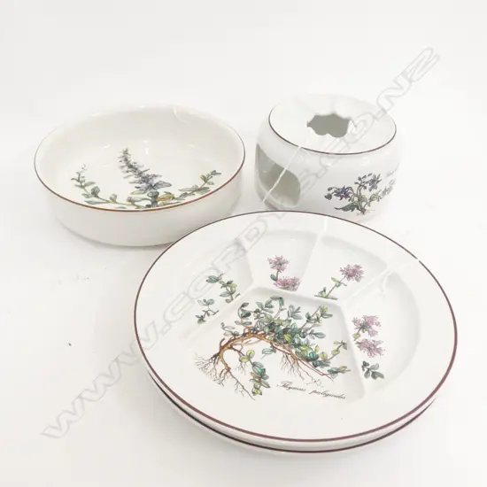 VILLEROY & BOCH BOTANICA PR DIVIDED PLATES (DIA 245MM) FONDUE BASE & SHALLOW DISH (DIA  200MM)