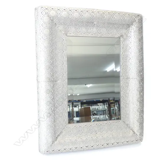 SILVER METAL MORROCAN BEVELLED MIRROR 500x400mm
