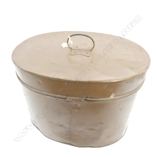 BROWN PAINTED METAL HAT BOX H.315mm W.460mm