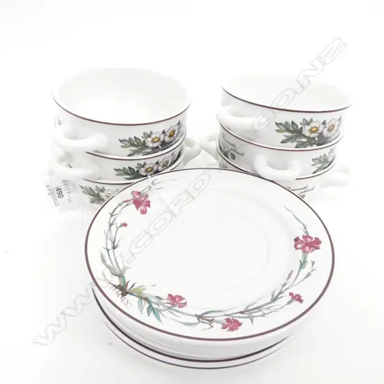 VILLEROY & BOCH BOTANICA SOUP COUPES (6) &SAUCERS (6)