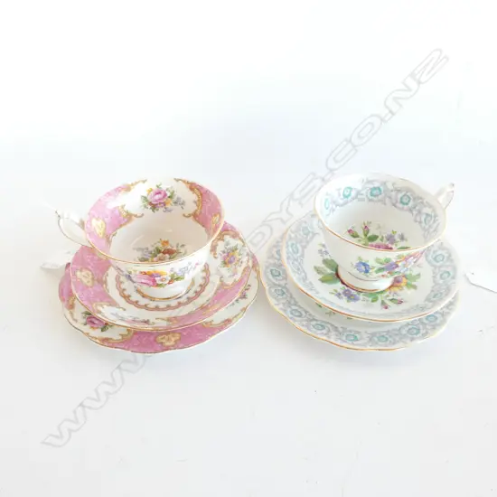 PR ROYAL ALBERT TRIOS; FRAGRANCE & LADY CARLYLE - AVON SHAPED CUPS