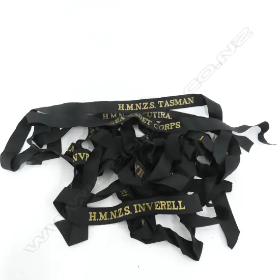 BAG ASST. NAVAL HAT RIBBONS INCL HMNZS WAIKATO ETC