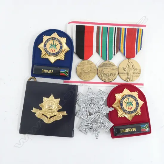 BAG ASST. MILITARY MEDALS; SOUTH AFRICAN POLICE BADGES