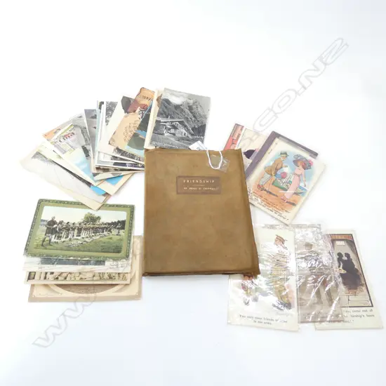 ASST OLD POSTCARDS; WAR ERA / HUMEROUS / OLD WORLD & NZ + 1944 FRIENDSHIP BOOK
