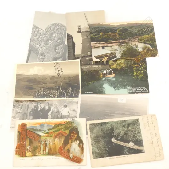 7 OLD NZ POSTCARDS + 2 PHOTOS...
