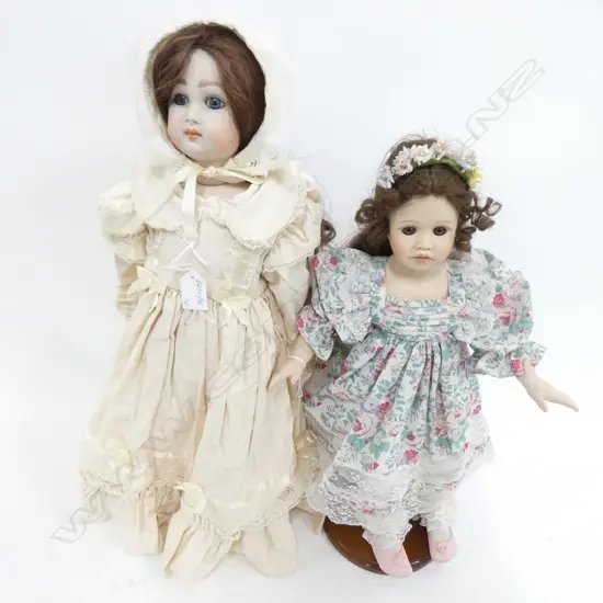 2 BISQUE PORCELAIN HEADED DOLLS BY PAULINE LILLIANE H 510 MM