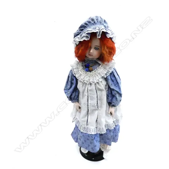 TALL BISQUE PORCELAIN HEADED DOLL H 750 MM