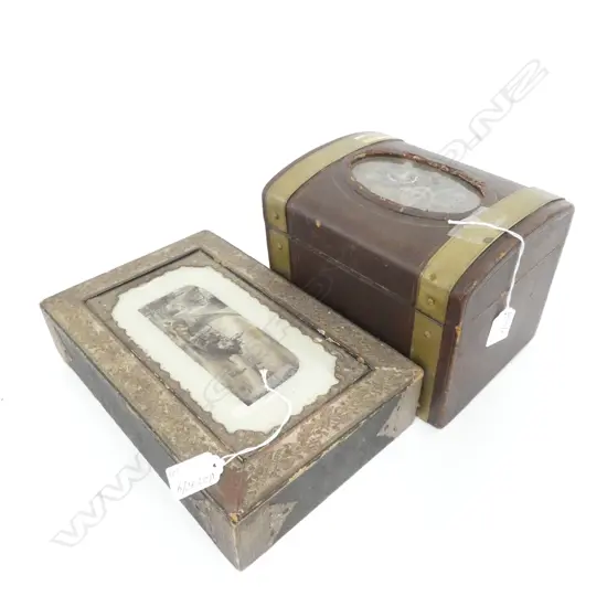 TWO VICT BOXES ONE BRASS BOUND L 290 MM