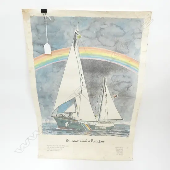 VINTAGE GREENPEACE RAINBOW WARRIOR POSTER (W.W.)