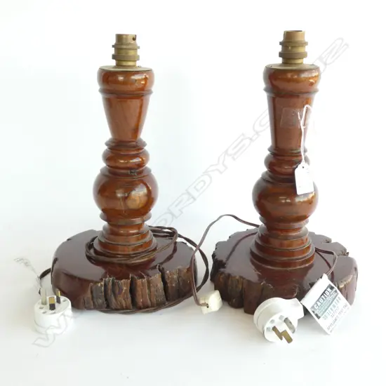 PR OLIVE WOOD TURNED LAMP BASES H.320mm 190mm dia