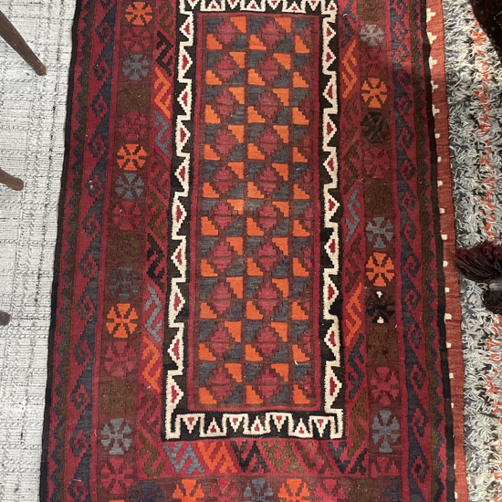 HAND WOVEN WOOL PILE TRIBAL RUG...