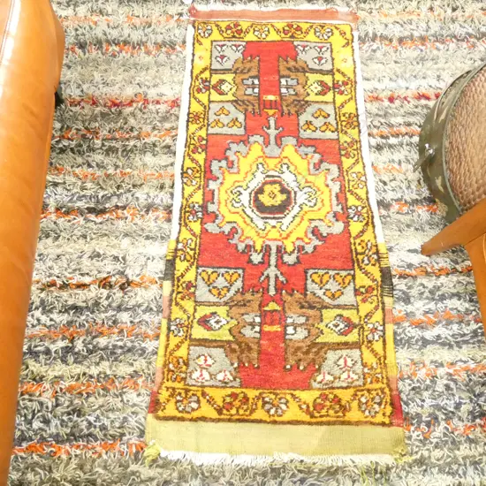 HAND KNOTTED WOOL PILE RUG 970x410mm