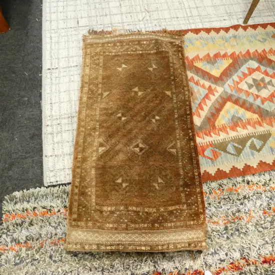 HAND KNOTTED ALL WOOL BROWN BEDDING BAG 1050x550mm 