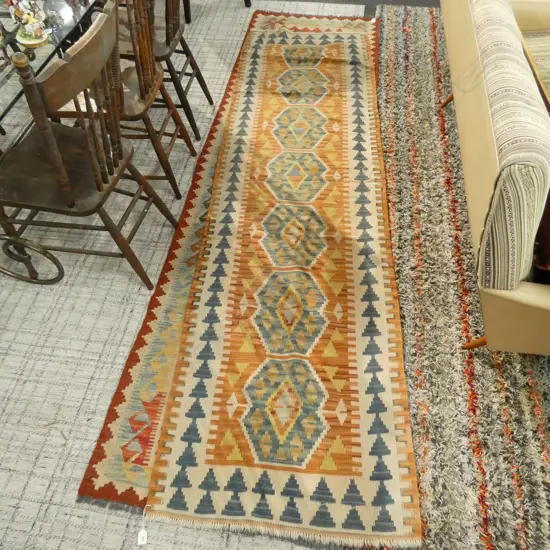 FLAT WEAVE ORANGE KILIM RUNNER