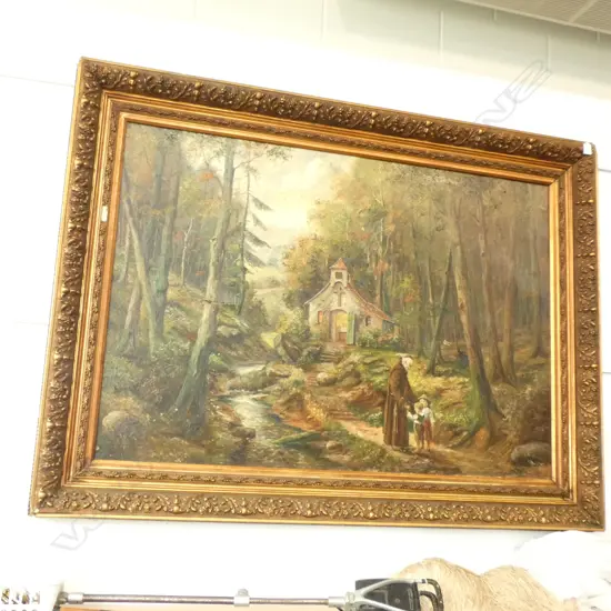 LARGE GILT FRAME OIL ON CANVAS AF 820x1180mm