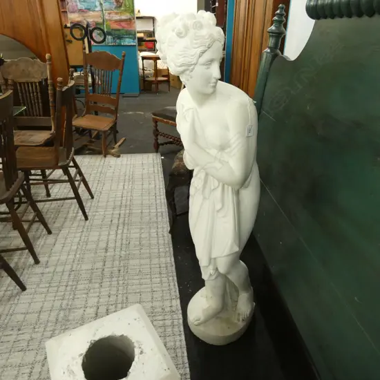 TALL CLASSICAL GREEK CONCRETE STATUE ON PLINTH H.1665mm