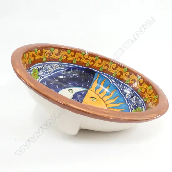 MEXICAN TALAVERA WARE HAND PAINTED BASIN W.530mm