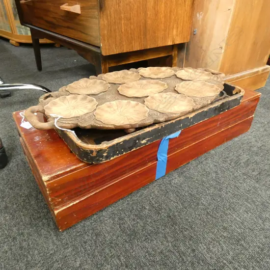 3 ASIAN TRAYS + LIDDED BOX L 740 MM