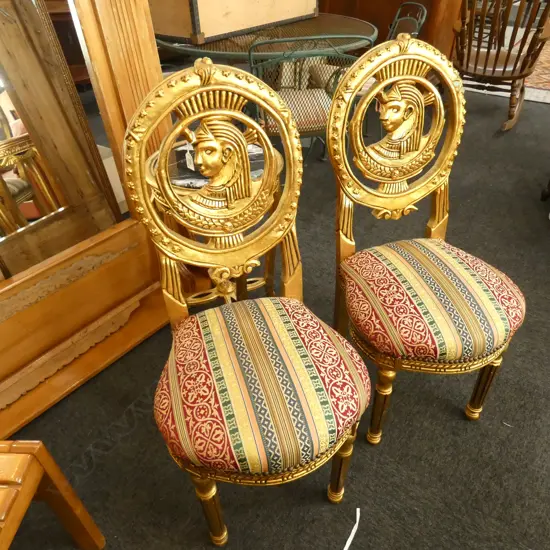 PR EGYPTIAN SYLE GILT CHAIRS 