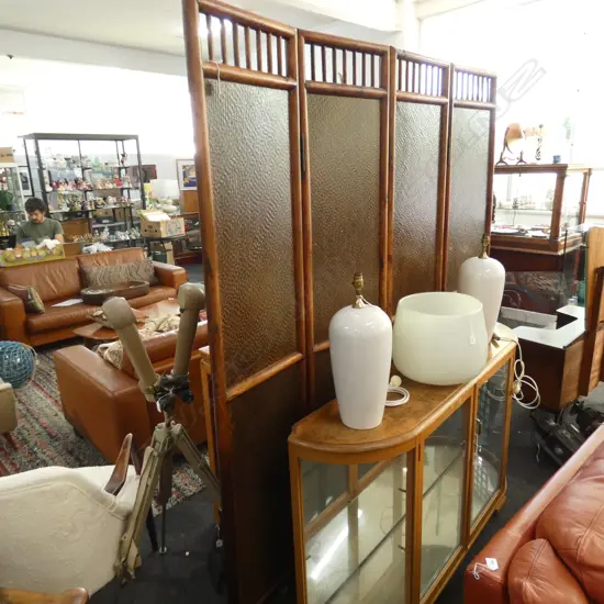 4 PANEL ORIENTAL WOVEN RATTAN SCREEN H.2100mm