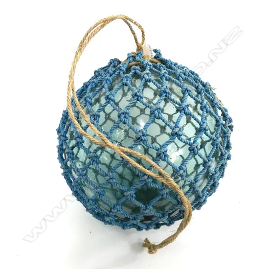 OLD GLASS LARGE FISHING FLOAT WITH NETTING Dia.380mm