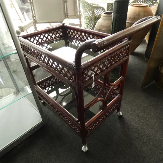 VINTAGE CANE TEA TROLLEY L.870mm
