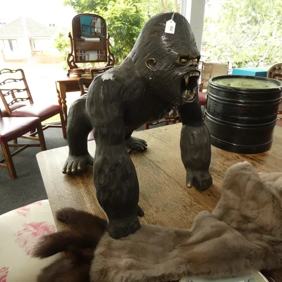 LARGE BRONZE GORILLA  DARK PATINATION L.600mm