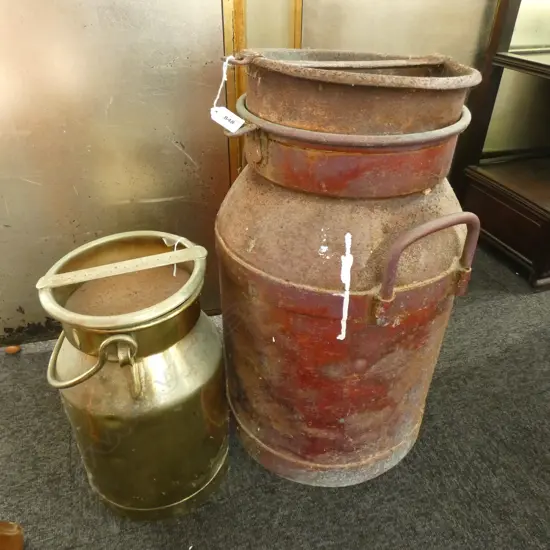 LGE MILK CHURN w COPPER FINISH & CREAM CHURN